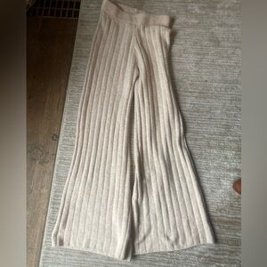 OATMEAL WIDE LEG SWEATER PANTS (M)